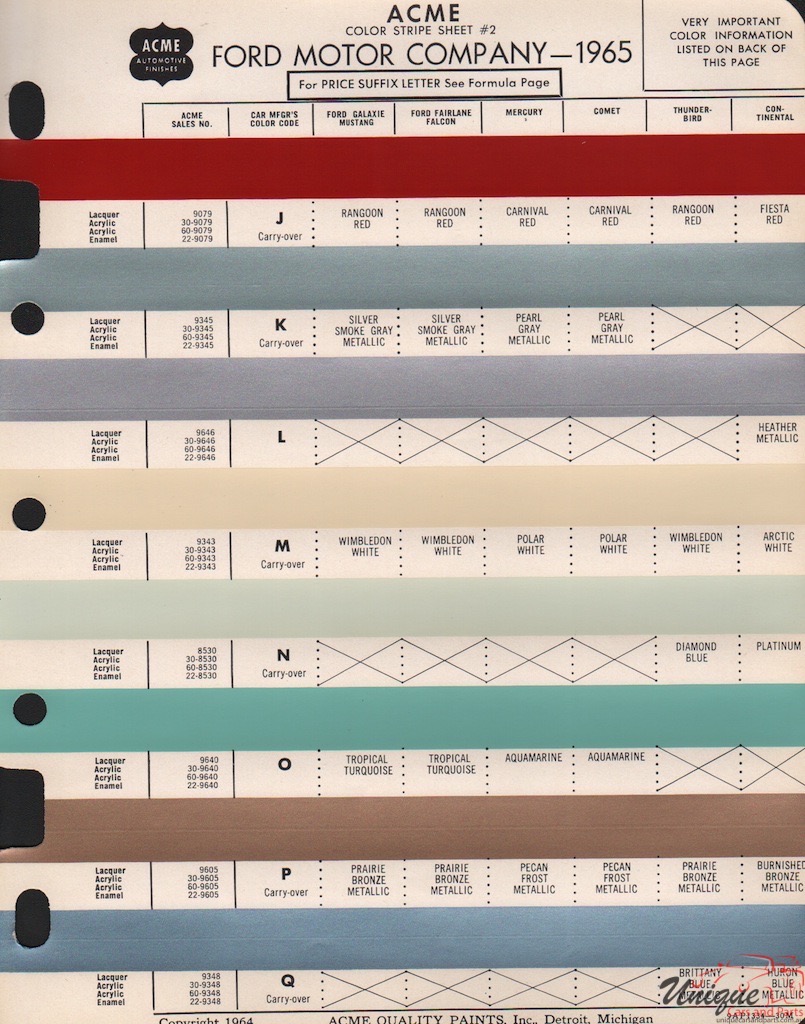 1965 Ford Paint Charts Acme 2